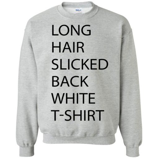 Long Hair Slicked Back White T Shirt 7