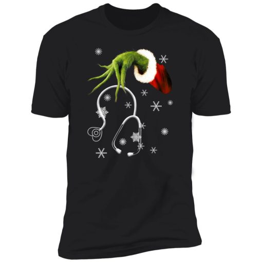 Grinch hand holding stethoscope Christmas 10