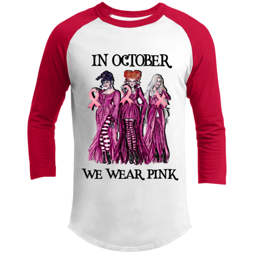 Hocus Pocus Sanderson Sisters Witches In October We Wear Pink Halloween Tshirt