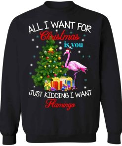 All i want for Christmas is you just kidding i want flamingo sweater Shirt