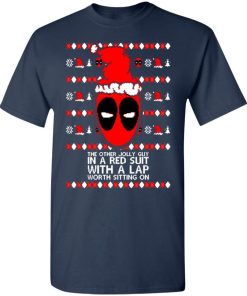 Deadpool In A Red Suit With A Lap Worth Sitting On Christmas Shirt 1.jpg