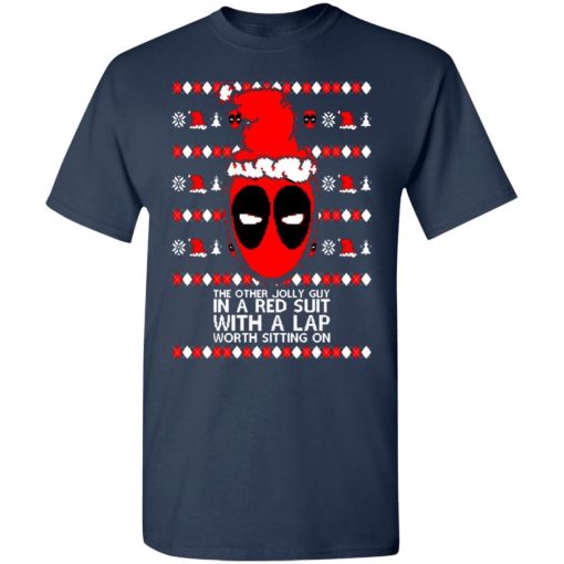 Deadpool In A Red Suit With A Lap Worth Sitting On Christmas Shirt 1.jpg
