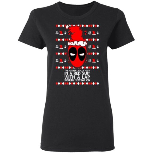 Deadpool In A Red Suit With A Lap Worth Sitting On Christmas Shirt 2.jpg