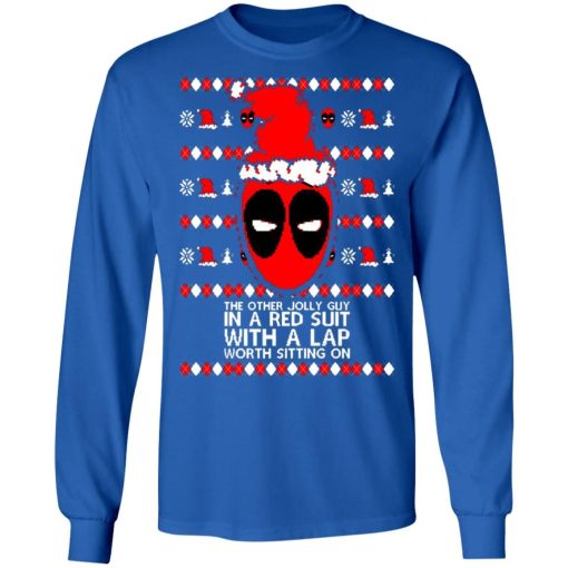 Deadpool In A Red Suit With A Lap Worth Sitting On Christmas Shirt 3.jpg