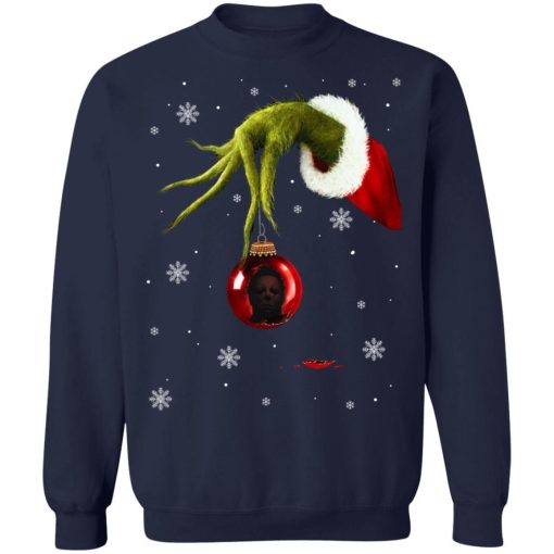 Grinch Hand Holding Michael Myers Christmas Shirt 5.jpg