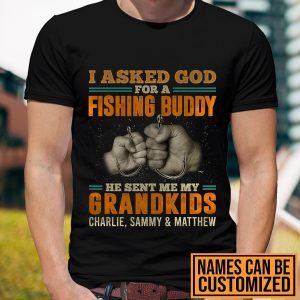 Personalized I Asked God For A Fishing Buddy He Sent Me My Grandkids Vintage 2