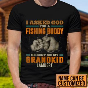 Personalized I Asked God For A Fishing Buddy He Sent Me My Grandkids Vintage 3