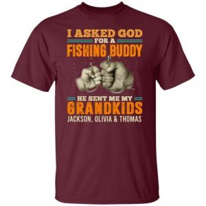 Personalized I Asked God For A Fishing Buddy He Sent Me My Grandkids Vintage 5