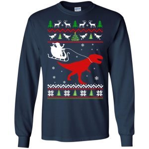 Santa rides T-rex Sweater - Christmas Santa Rides Dinosaur Ugly Sweater 2