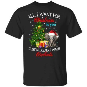 All i want for Christmas is you just kidding i want elephants sweater 3