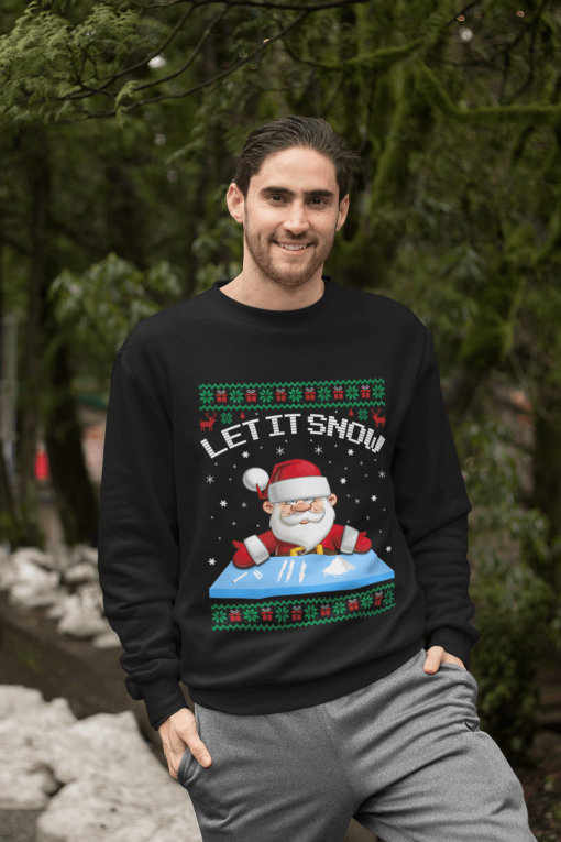 Let It Snow Cocaine Santa Adult Humor Funny Ugly Christmas Shirt.png