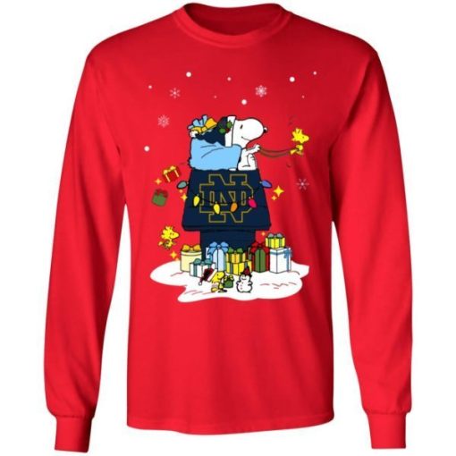 Notre Dame Fighting Irish Santa Snoopy Wish You A Merry Christmas Shirt 2.jpg