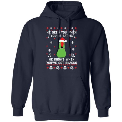 Parrot He Sees You When Youre Eating He Knows When Youre Got Snacks Sweatshirt 4.jpg
