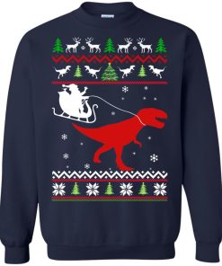 Santa Rides T Rex Sweater Christmas Santa Rides Dinosaur Ugly Sweater.jpeg