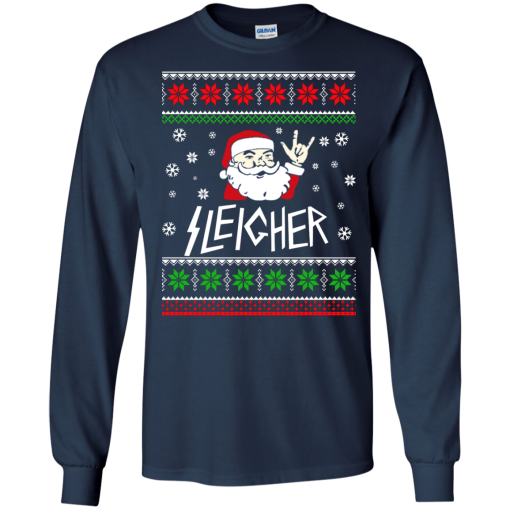 Sleigher The Heavy Metal Santa Claus Shirt.png