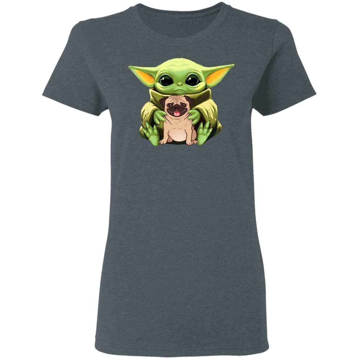 Baby Yoda Hug Pug Dog shirt