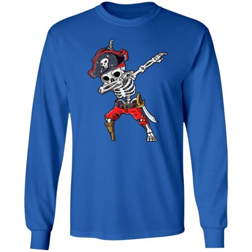Dabbing Skeleton Pirate Halloween Jolly Roger Shirt Ls