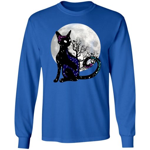 Halloween Cat Scary Black Cat Gothic Looking Halloween Shirt Ls